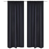 Cumpara ieftin Draperii opace cu rejansă, 2 buc., negru, 135 x 245 cm