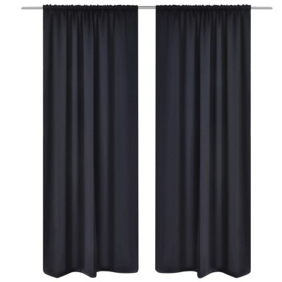 Draperii opace cu rejansă, 2 buc., negru, 135 x 245 cm foto