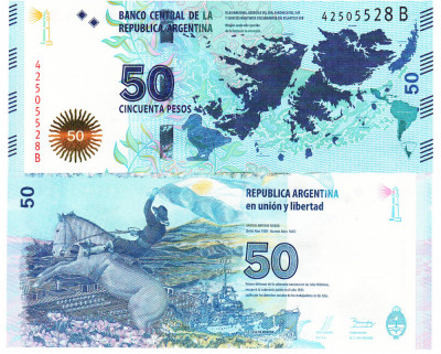 Argentina 50 Pesos 2015 P-363 Comemorativa UNC foto
