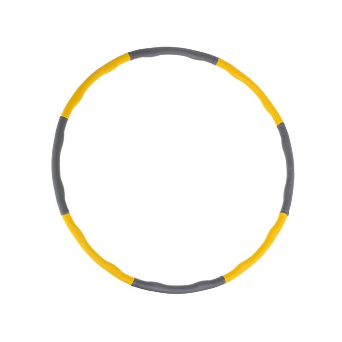 Cerc pentru fitness hula hoop, diametru 100 cm, plastic, spuma, galben, gri