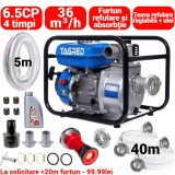 Cumpara ieftin Motopompa benzina 6.5CP + furtun 40m refulare + 5m absorbtie + teava revulare +ulei (TA551+(6))