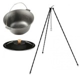 Set ceaun fonta cu capac emailat si trepied metalic, 16 L, Premium GartenVIP DiyLine