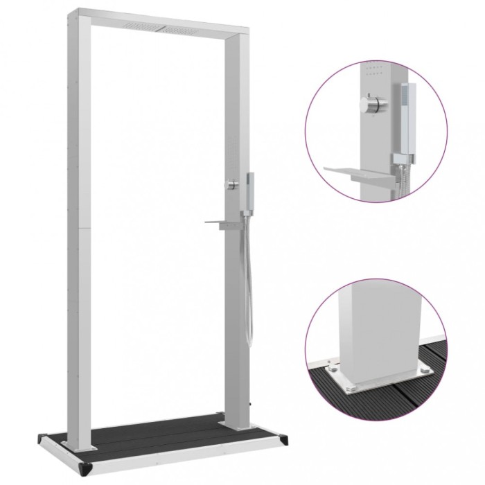 vidaXL Duș de exterior cu tăviță, WPC și oțel inoxidabil 3051294