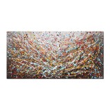 Tablouri abstracte gigant pictat manual birou, living, Compozitie in abstract, 140x70cm ulei pe panza, reproducere Jackson Pollock