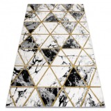 Exclusiv EMERALD covor 1020 glamour, stilat, marmură, triunghiurile negru / aur, 200x290 cm