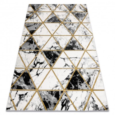 Exclusiv EMERALD covor 1020 glamour, stilat, marmură, triunghiurile negru / aur, 120x170 cm foto