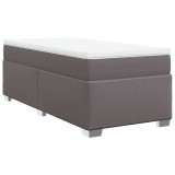Cumpara ieftin Pat box spring cu saltea, gri, 100x200 cm, piele ecologica