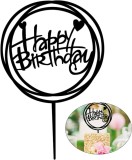 Decoratiune pentru tort &bdquo;Happy Birthday&rdquo; Stobok, acril, negru, 17 x 11,2 cm