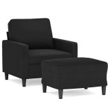 Cumpara ieftin Fotoliu canapea cu taburet, negru, 60 cm, catifea