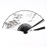 Evantai pliabil cu tigru si peisaj montan