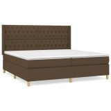 Cumpara ieftin Pat box spring cu saltea, maro inchis, 200x200 cm, textil