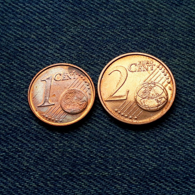 #39 Lot 1 + 2 Euro Cent 2002 D, 2003 D Germania / eurocent foto