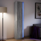 VidaXL Dulap &icirc;nalt cu LED gri sonoma 41,5x32,5x200 cm lemn prelucrat
