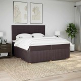 vidaXL Pat box spring cu saltea, maro &icirc;nchis, 200x200 cm, textil