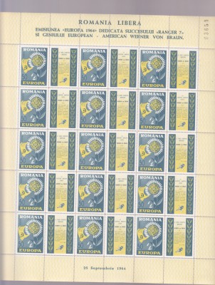 Romania Exil - EUROPA 1964 minicoala dt, Ranger 7, rezistenta anticomunista foto