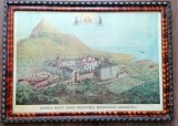 Afis Litografie color Sfantul Munte Athos manastirea Prodromul 1900