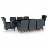 Cumpara ieftin Set mobilier exterior cu perne, 9 piese, gri inchis, poliratan