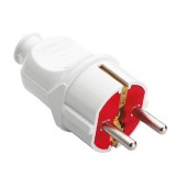 Stecher Schuko 16A 250V, Drept, Alb cu Rosu - TEMPO16A/250V