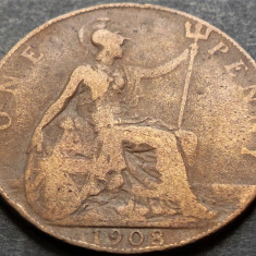 Moneda istorica 1 PENNY - ANGLIA / MAREA BRITANIE, anul 1908 *cod 4685 A