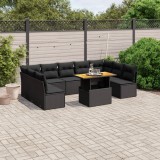 Cumpara ieftin Set canapele de grădină cu perne, 10 piese, negru, poliratan