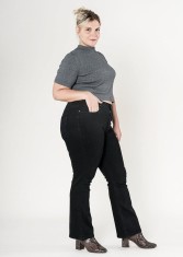 Blugi dama regular fit marimi mari Nina Carter negru P612-8 M10