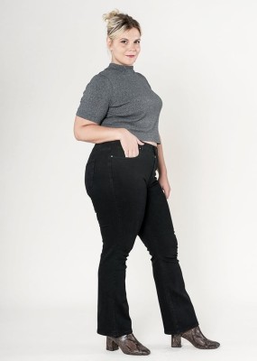 Blugi dama regular fit marimi mari Nina Carter negru P612-8 M10 foto