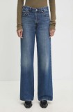 Levi&#039;s jeans RIBCAGE WIDE LEG femei, culoarea albastru marin A6081