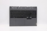 Carcasa superioara cu tastatura palmrest Laptop, Lenovo, Legion 5 Pro 16ITH6H Type 82JD, 5CB1D09653, AP1ZV000800, iluminata, 4 pini, Storm Grey, layou