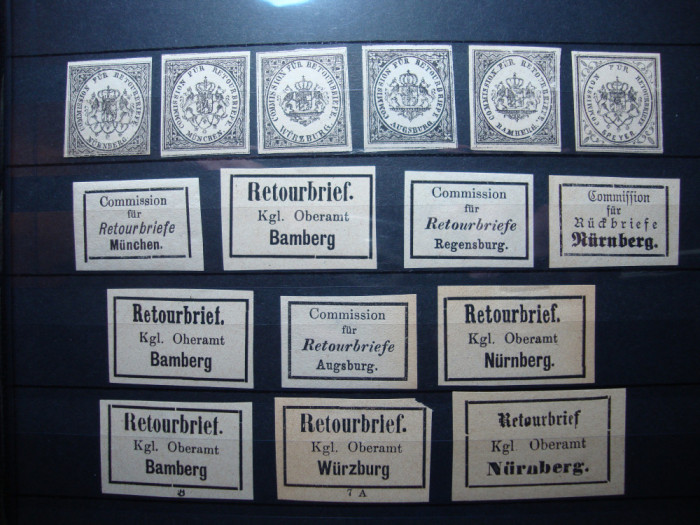 GERMANIA / BAVARIA TIMBRE DE RETUR 1865/1870 MH