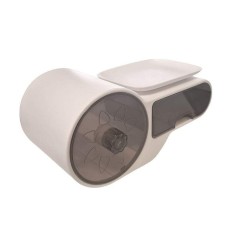 Suport pentru hartia igienica si telefon, cu sertar de depozitare, din plastic, negru/alb