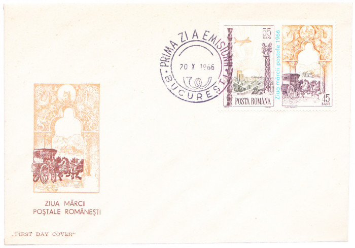 TSV$ - FDC 1966 LP 640 ZIUA MARCII POSTALE ROMANESTI