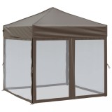 Cort pliabil pentru petrecere, pereti laterali, taupe, 2x2 m