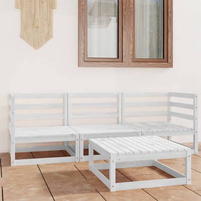 Gossi set mobilier de gradina, 4 piese, alb, lemn masiv de pin foto
