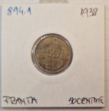 France, Franta 50 centimes 1938, KM#894.1,