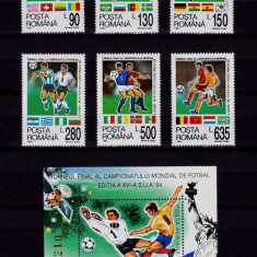RO 1994 ,LP 1344+1345 ,"C.M Fotbal S.U.A." . serie + colita 290 ,MNH
