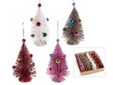 Cumpara ieftin Set 20 decoratiuni, figurina brad cu sclipici, multicolor, cu agatatoare