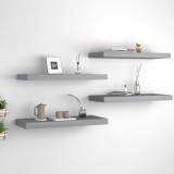 VidaXL Rafturi de perete, 4 buc., gri, 60 x 23,5 x 3,8 cm, MDF