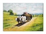 Cumpara ieftin Tablou pictat manual, Car cu boi, 70x50cm ulei pe panza, reproducere Nicolae Grigorescu