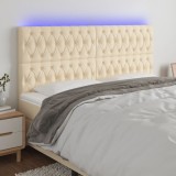 VidaXL Tăblie de pat cu LED, crem, 180x7x118/128 cm, textil