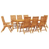 vidaXL Set de masă pentru grădină 9 pcs Maro Lemn Solid de Acacia 3375629