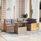 vidaXL Set canapele de grădină cu perne, 6 piese, bej, poliratan