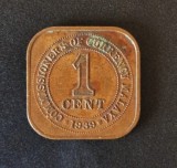 Malaezia malaya 1 Cent 1939 moneda bronz km # 2
