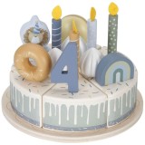 Little Dutch Birthday Cake Blue jucarie din lemn 3 y+ 24 buc