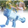Pistol Baloane Sapun 36 Orificii, Tip Bazooka + Rezerva Solutie si Tavita. Jucarie Exterior, Evenimente, Cadou Copii