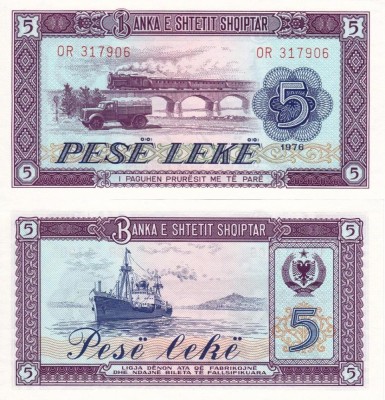 ALBANIA 5 leke 1976 UNC!!! foto