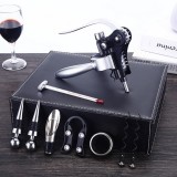 Caseta unelte desfacere sticle vin din piele ecologica neagra