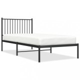 Cumpara ieftin Cadru pat metalic cu tablie, negru, 90x200 cm