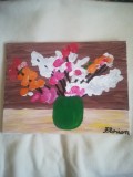 TABLOU PE PANZA CU SASIU NOU 30X 40 CM VAS CU FLORI DE TOAMNA PRET DOAR 10 LEI