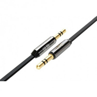 Cablu Audio cu jack de 3.5mm Tată-Tată Ultra Flat Negru-Lungime 1.5 Metri foto