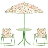 AIYAPLAY Set de Mobilier de Grădină din 4 Piese cu Masă, Scaune și Umbrelă de Soare Reglabilă, 50x&Phi;49,5 cm, Verde | Aosom Romania